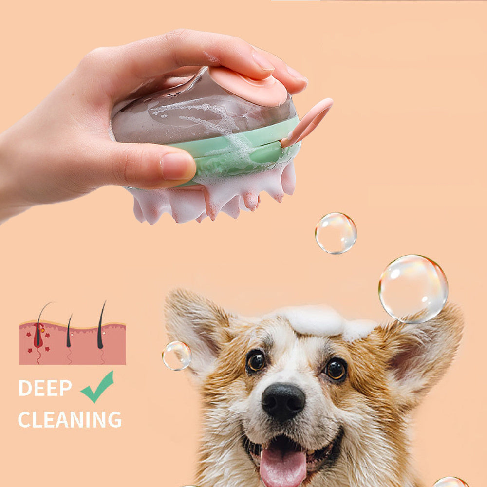 New 2 In 1 soft silicon pet bath brush